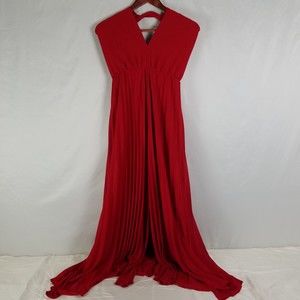 Lush Dress Womens Small Red Sleeveless Party‎ Split Maxi Romper Halter Neck Zip